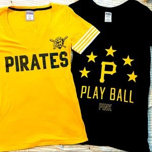 PINK by Victoria’s Secret set of two V-neck Pittsburgh Pirates Tees - Size SMALL